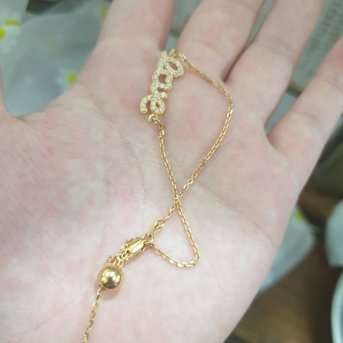 ✨Sale Gelang Serut Tulisan Love Hwt Emas Asli 375 Plat Fashion Korea Murah Berkualitas