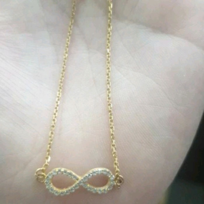✨Sale Gelang Serut Infinity Permata Putih Emas Asli 700 70 16K Simple Ubs Terbatas