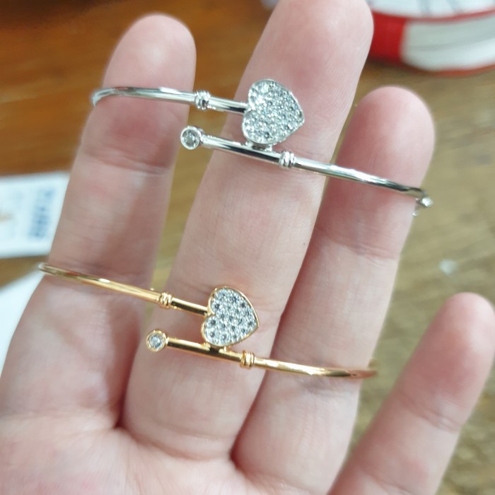 ✨Sale Bangle Love Hati Fashion Emas Asli Putih Kuning Ubs 375 8K White Gold Terbaru