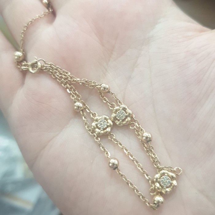 ✨Sale Gelang Serut Ubs Molly Mawar Bunga Rose Emas Asli 375 Besar Jumbo Terbaru