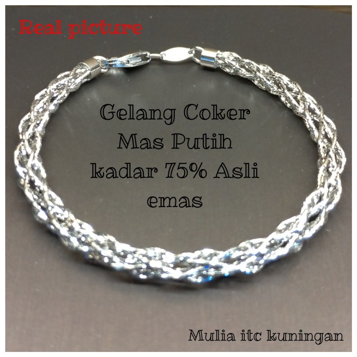 ✨Sale Gelang Coker Mas Putih Kadar 75 Asli Emas Berkualitas