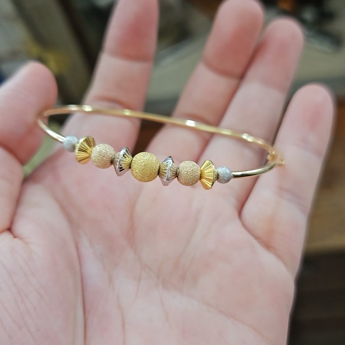 ✨Sale Gelang Pentol Bangle Oval Rosegold Putih Rose Gold Emas Asli 700 Ubs Diskon