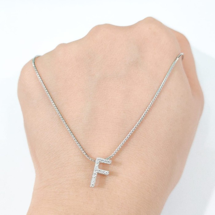 ✨Sale Set Kalung Dan Liontin Prilly Huruf F Elegant Emas Asli Terbatas