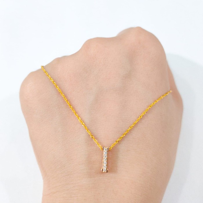 ✨Sale Set Kalung Dan Liontin Prilly Huruf I Elegant Emas Asli Limited