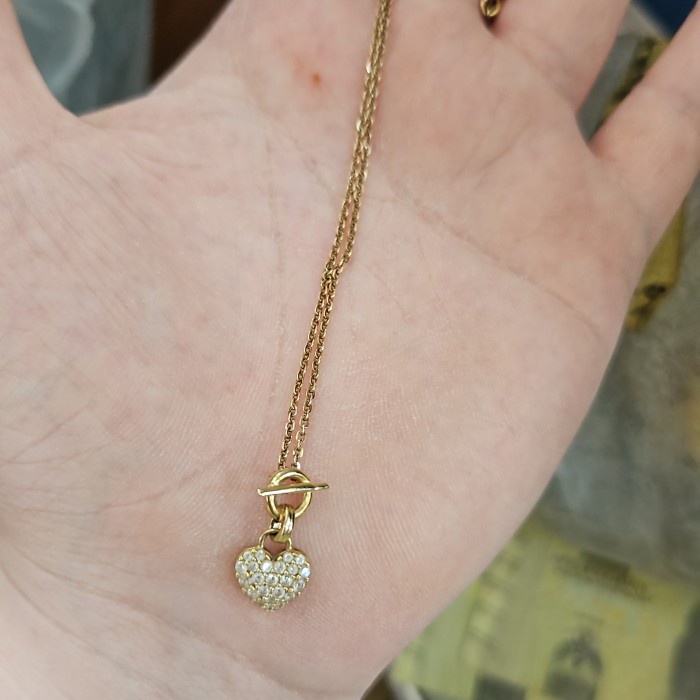 ✨Sale Kalung Love Hati Mata Putih Emas Asli 375 Muda Murah Tipis Lucu Ubs Berkualitas