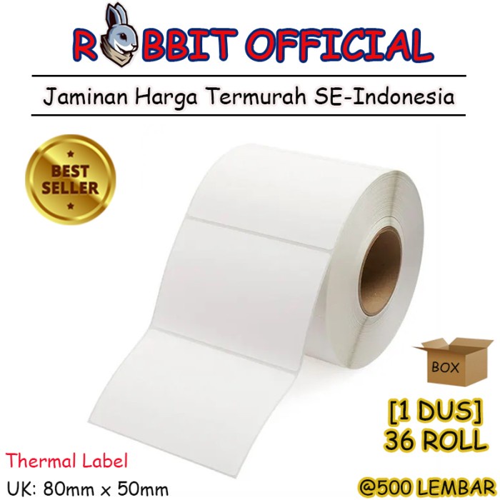 

✨Ready Promo 1 Box Kertas Thermal Label Sticker Barcode 80X50 Mm 500 Pcs Diskon