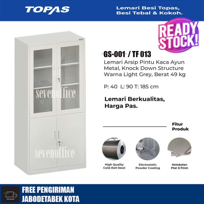 

✨Ready Lemari Besi Topas 18Hc-Gs-001 Filling Cabinet Uper Swing Glass Door Terbaru