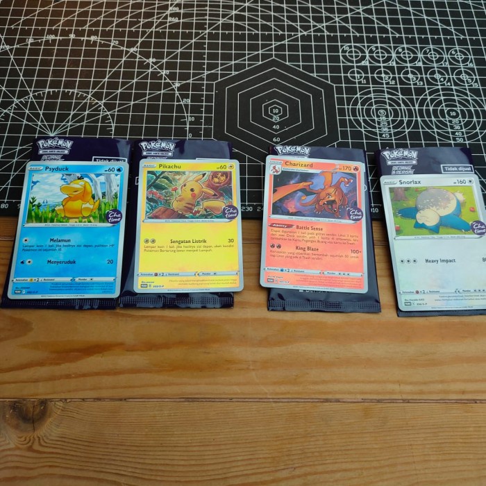 ✅Termurah Kartu Pokemon Card Tcg Chatime Charizard Pikachu Holo Set 4 Pcs Ori Diskon