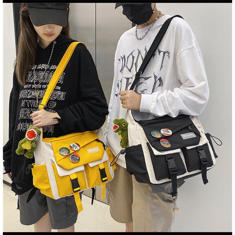 Tas Selempang Pria Jepang Fashion anti air Tas Jalan Hang Out Tas Bahu Hip Hop Liar in trend fashion