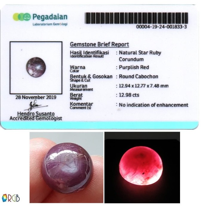 ✨Termurah Natural Star Ruby 12.98 Ct - Nte Terbatas