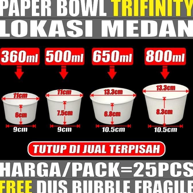 Buruan beli] Paper Bowl 360ml 500ml 650ml 800ml Pack Hanya Body Mangkok Krts Medan