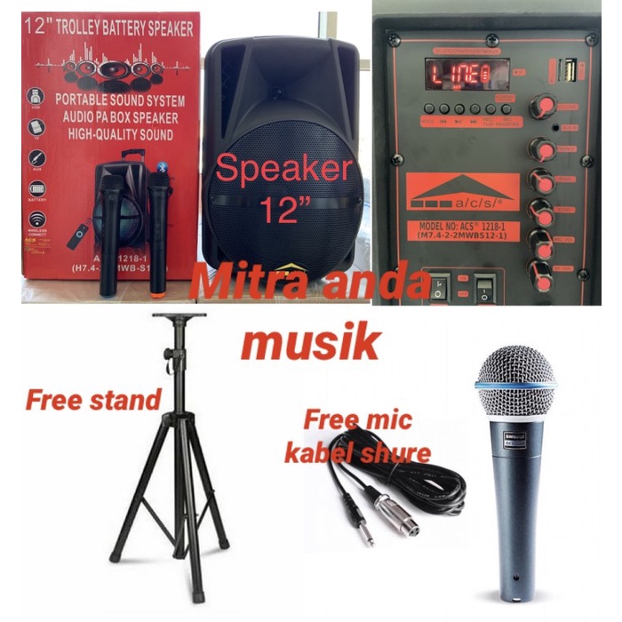 ✅New Ori Speaker Aktif Wireless Portable Usb Bluetooth Acs Portable Acs1218 Berkualitas