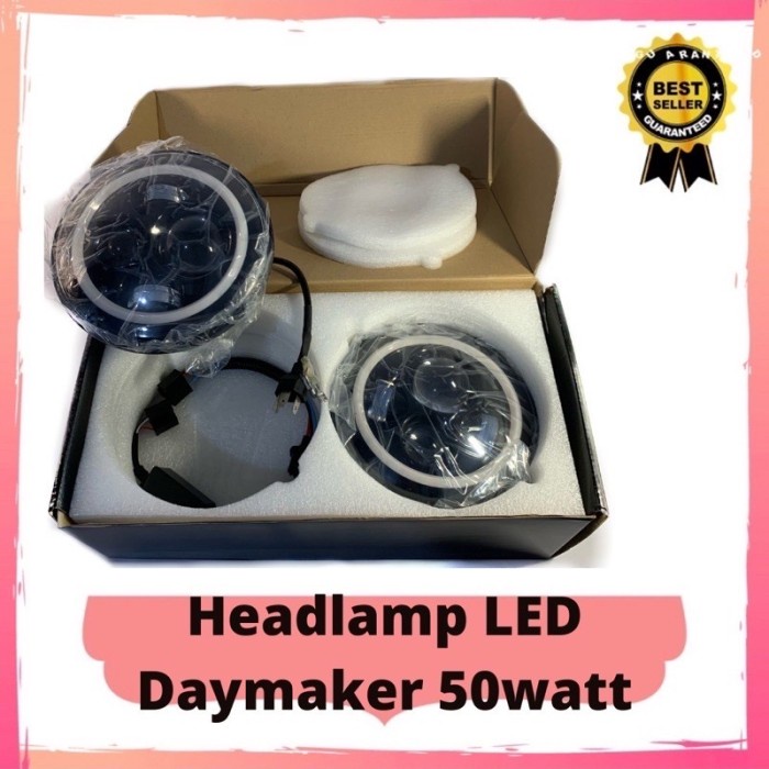 [Original] Headlamp Led Daymaker 50Watt / Headlamp Mobil Jeep Hardtop Cj7 Rubicon Diskon