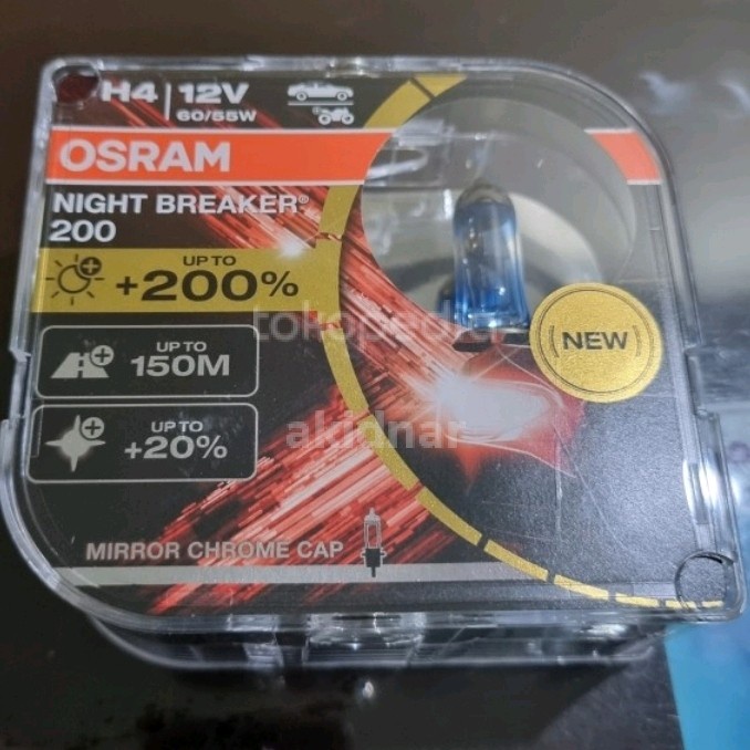 [Original] Lampu Mobil H4 Osram Night Breaker 200 H4 60/55W Nbr 200 Diskon
