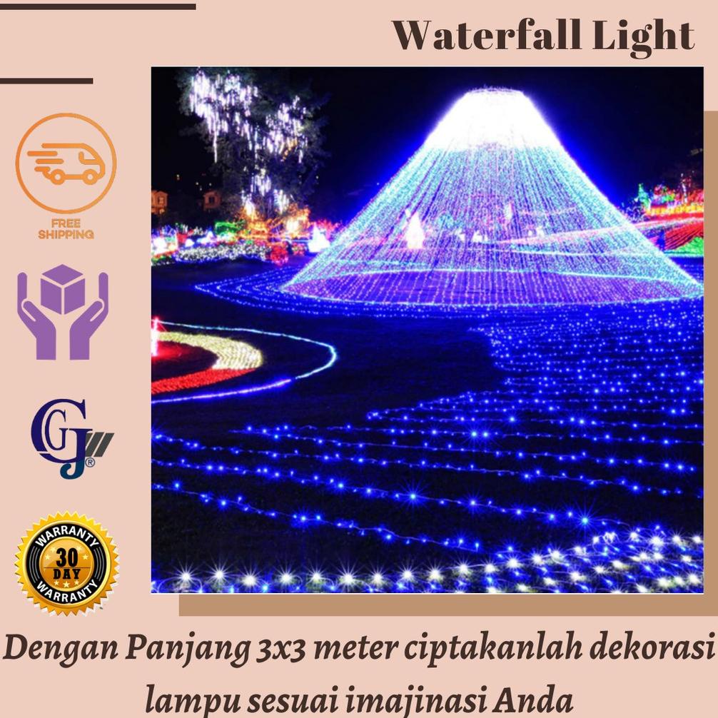 berkualitas Lampu Tirai 3x3 Meter Waterfall Light tumbler Lampu Hias Dekorasi Natal Model Air Terjun