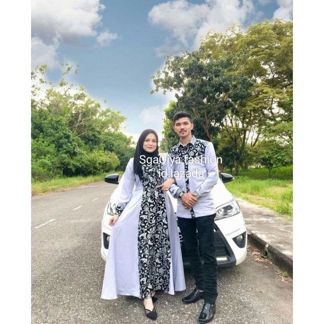 [EXCLUSIVE] MODEL TERKINI dress gamis couple syari'i terbaru kapelan pasangan 2022 batik couple