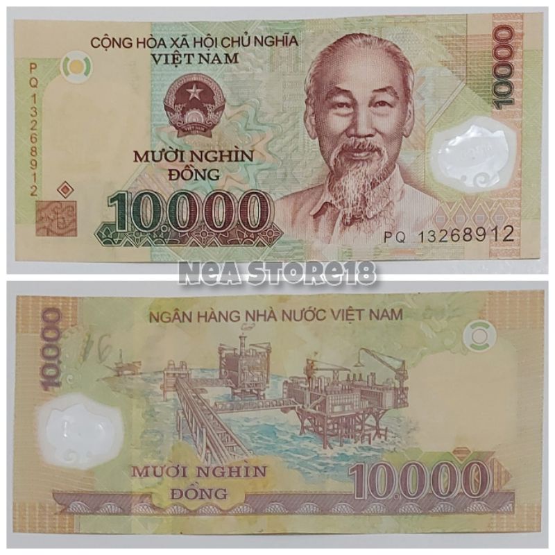 Souvenir Hadiah Uang Kuno Vietnam 10000 Dong Polymer