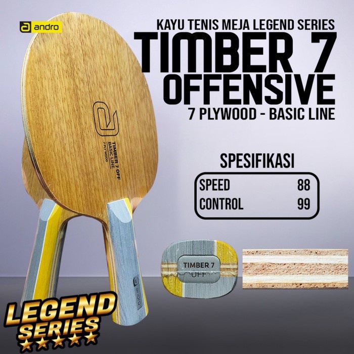✨Ori Kayu Bet Pingpong Tenis Meja Andro Timber 7 Offensive 7 Plywood Ori Terbaru