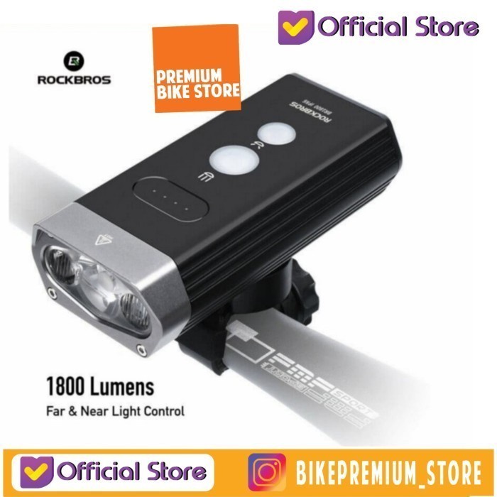 ✨Original Rockbros Br1800 Bicycle Headlight Rechargeable 1800 Lm - Lampu Sepeda Limited