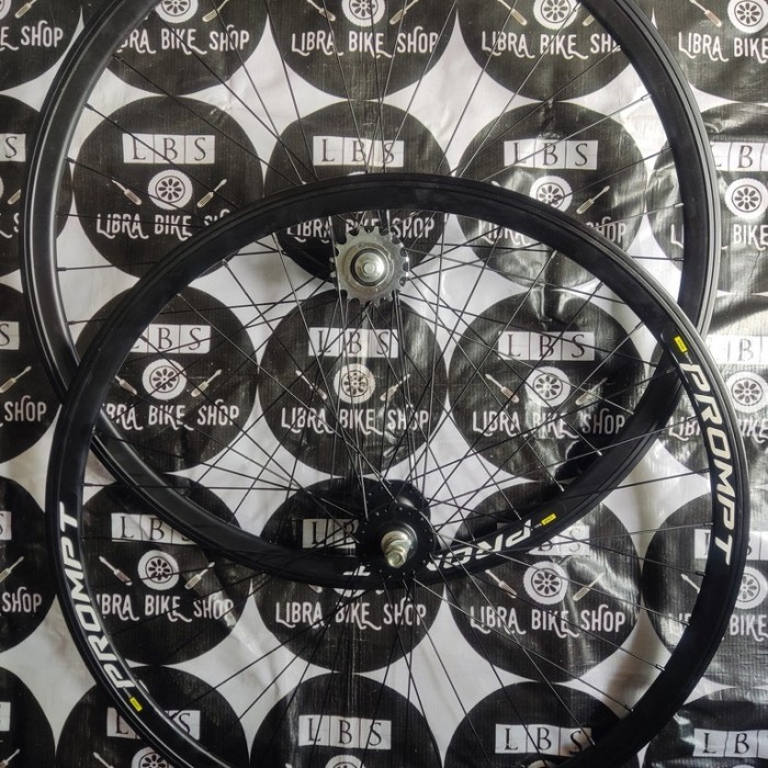 ✨Ori Wheelset 700 Prompt 31Mm Hub Prompt Triangle Jari Bs Hitam Fixie Berkualitas