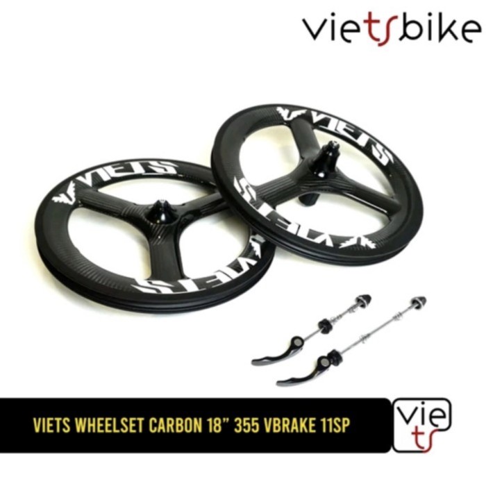 ✨Ori Wheelset Viets 18 355 Carbon 3 Spoke Wheelset 3 Spoke Carbon Berkualitas