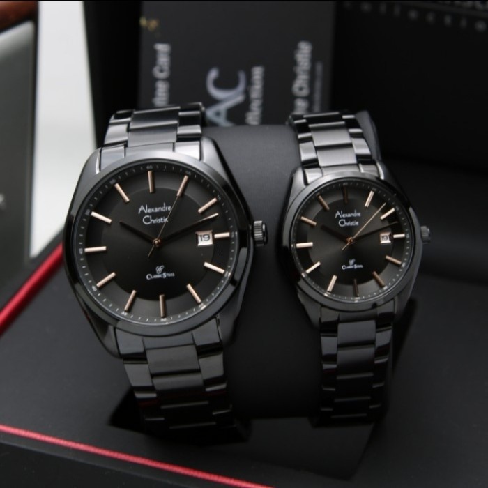 ✨Termurah Alexandre Christie Ac8648 / Ac 8648 Black Jam Tangan Couple Original Terbatas