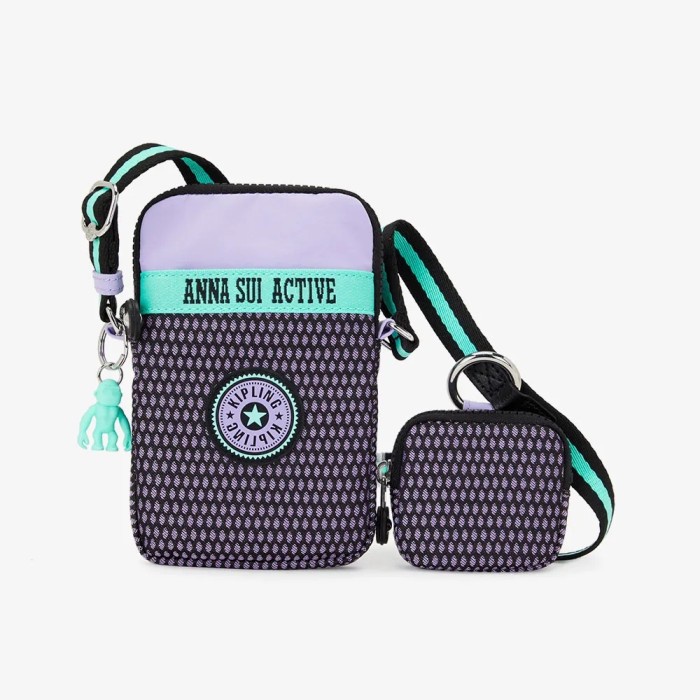 ✨New Kipling Tally Original Crossbody Phone Bag Wanita - Anna Sui Lilac Berkualitas