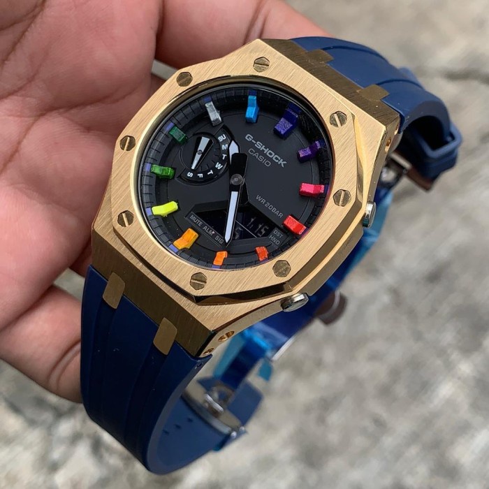 ✨Termurah Casio G-Shock Ga-2100 Steel Gold Original Rainbow Limited