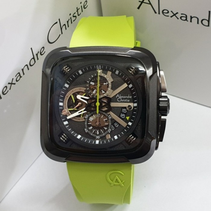 ✨Sale Jam Tangan Pria Alexandre Christie Original Ac6577 Light Green Black Terbatas