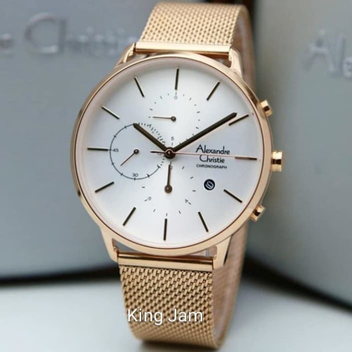 ✨Sale Jam Tangan Pria Alexandre Christie Ac 6555 Original Rosegold Terbatas