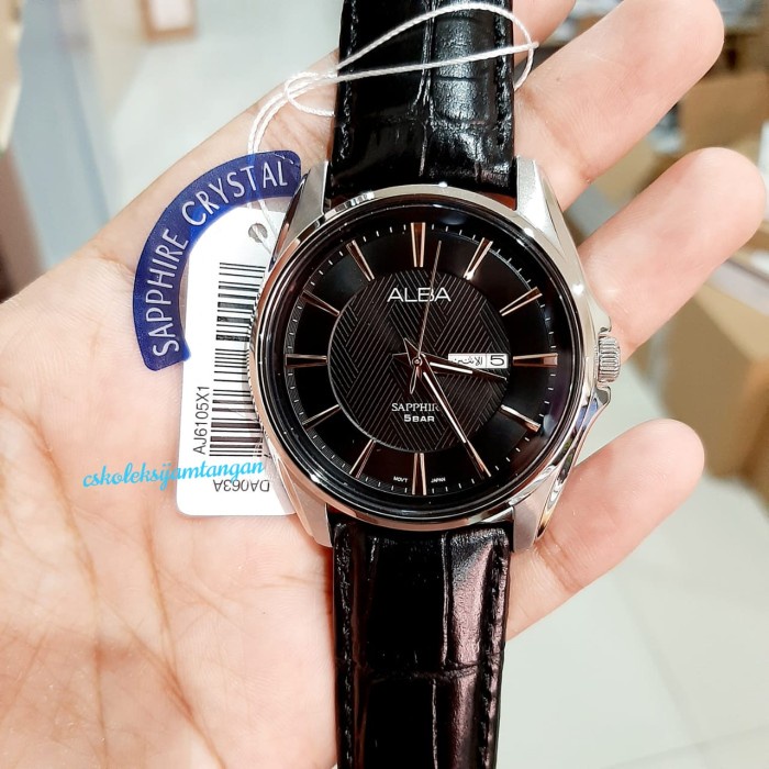 ✨Sale Jam Tangan Pria Alba Aj6105X1 Aj6105 Sapphire Silver Black Original Diskon