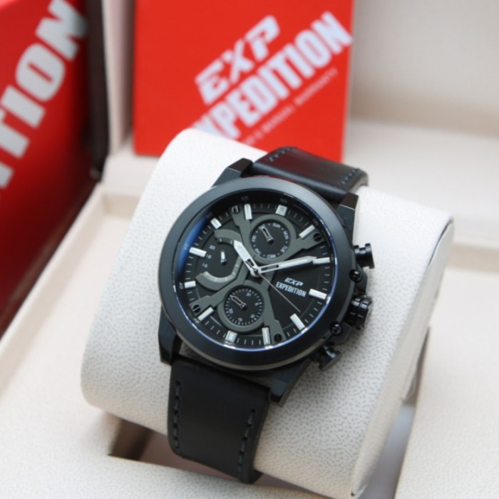 ✨Sale Jam Tangan Pria Expedition E6829 E6829 Black Leather Original Terbaru