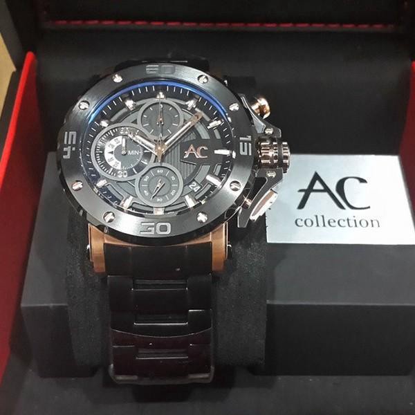 ✨Ready Jam Tangan Alexandre Christie Ac 9205 Mc Black Rose Gold Terbatas