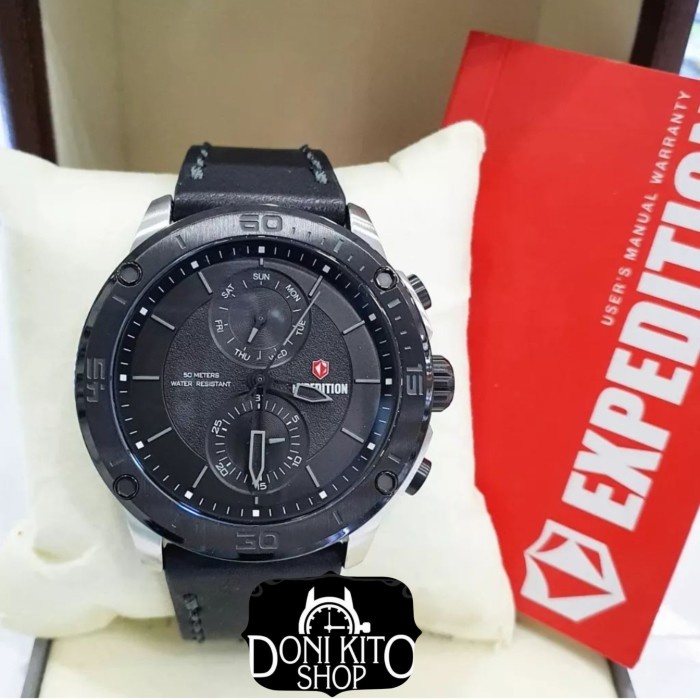 ✨Ready Expedition E-6821 Silver Black - Jam Tangan Pria Original Berkualitas