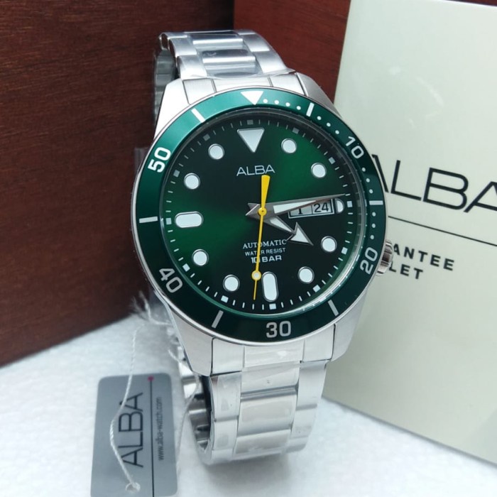 ✨Sale Jam Tangan Pria Alba Al4165X1 Al4165 Automatic Silver Green Original Limited