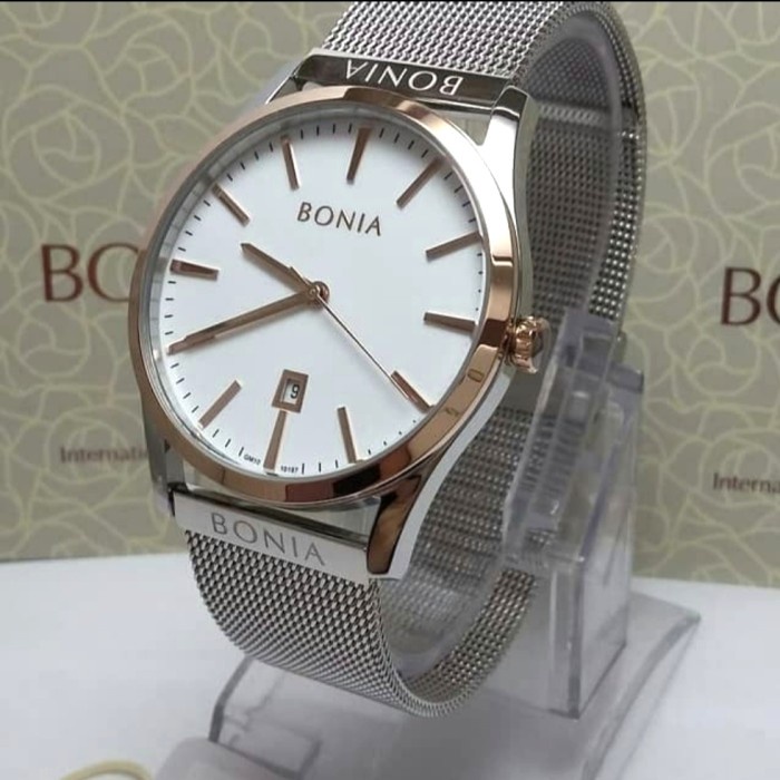 ✨Ready Sale Bonia Bnb10187 White Dial Stainless Steel Men'S Watch Terbaru