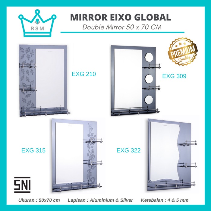 Jual Mirror Eixo Global Kaca Cermin Kamar Mandi Make Up Dinding 50 X 70 Cm