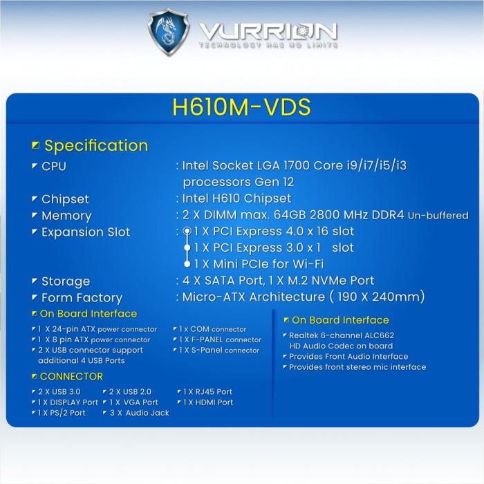 MAINBOARD / MOTHERBOARD / MOBO - VURRION MOBO DURAVEL H610M-VDS