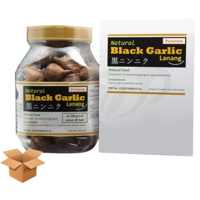 

Natural Black Garlic BPPT Premium 200gr Bawang Lanang Tunggal Hitam
