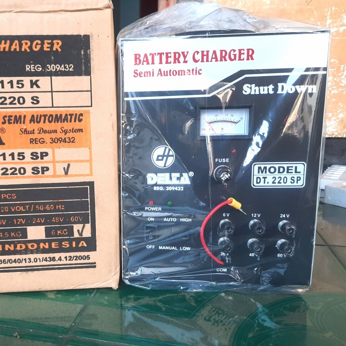 CHARGER AKI MERK DELTA DT 220S SEMI AUTOMATIC CHARGER AKI MOTOR MOBIL