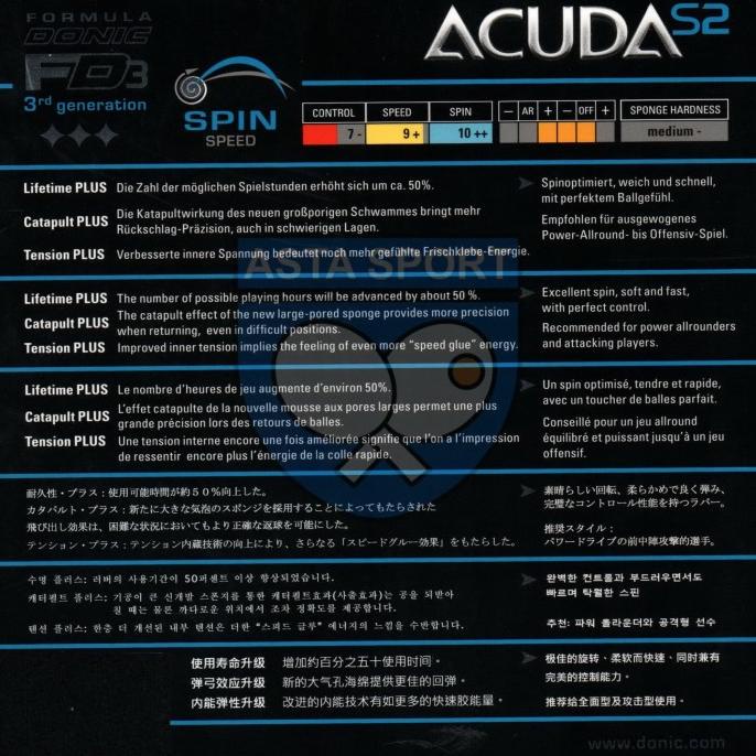 DONIC Acuda S2 Karet Pingpong Rubber Tenis Meja