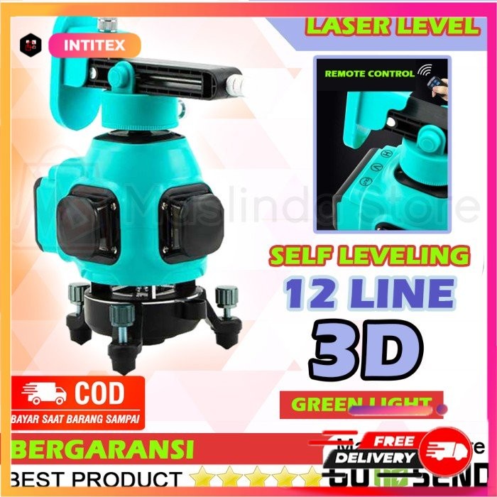 ✅Ori Laser 12 Line 3D Sinar Hijau Laser Leveling Waterpass Meteran Level 3D Diskon