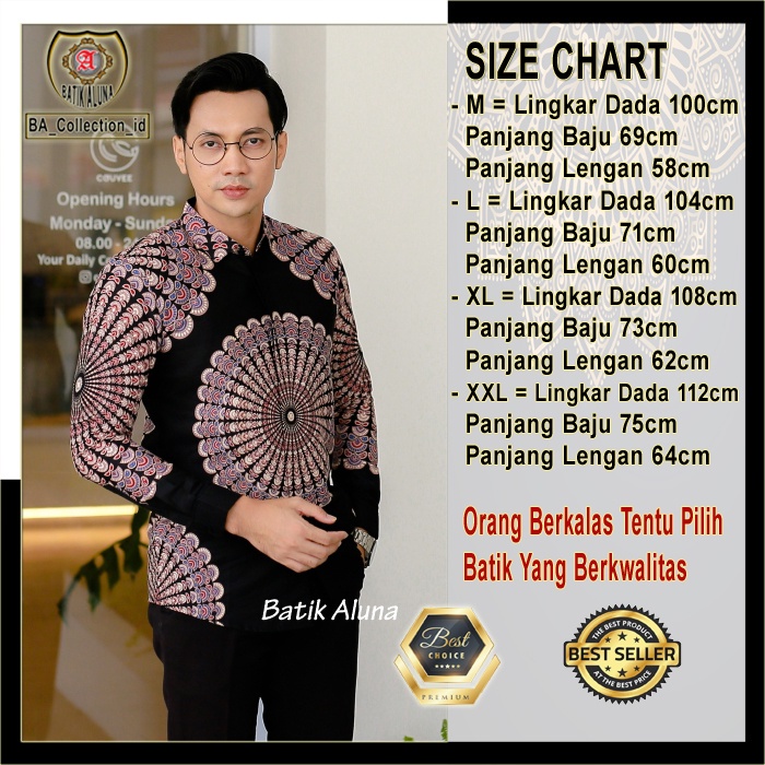 [EXCLUSIVE] MODEL TERKINI Baju Batik Pria Slimfit Lengan Panjang Premium Kombinasi Keris Terbaru