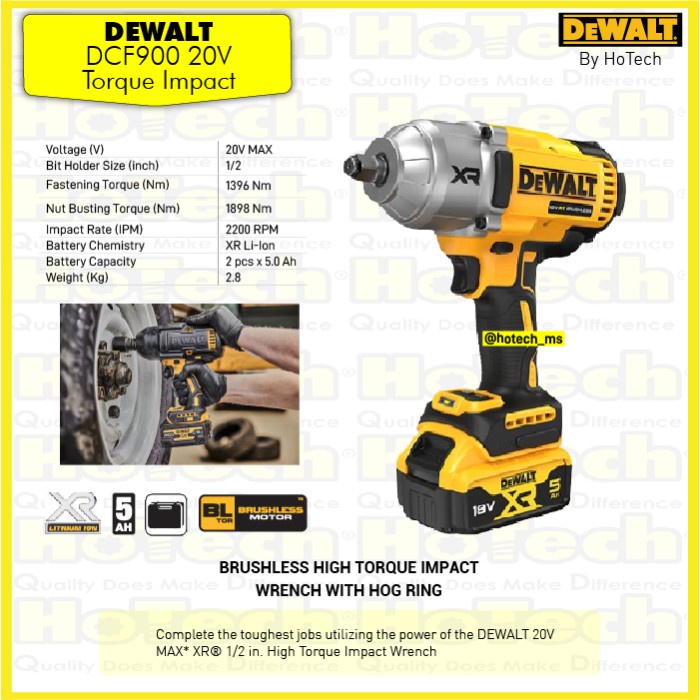 [Original] Dewalt Mesin Bor / Dcf900 1/2 In. High Torque Impact Wrench Diskon