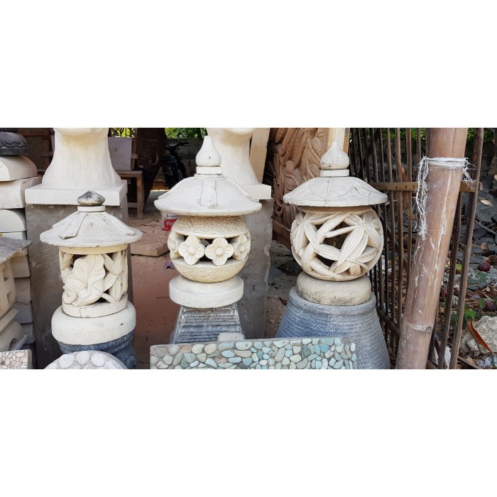 [New] Lampion Batu Alam Ukir / Lampion Merapi / Lampion Taman Batu / Relief Berkualitas