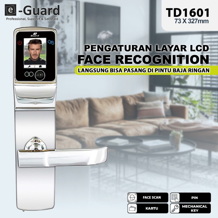 [New Ori] E-Guard Face Recognition Smart Kunci Pintu Digital Door Lock Td1601 Limited