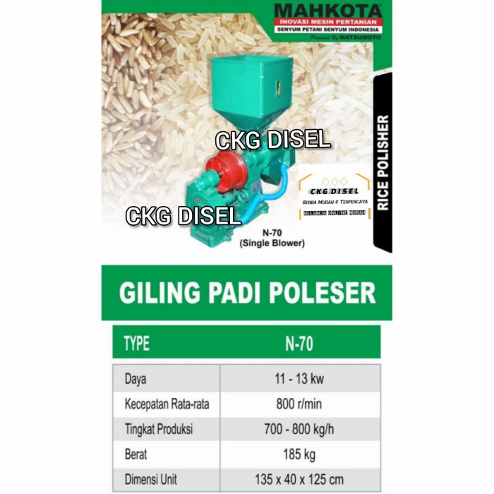 ✨Termurah Giling Padi Rice Polisher N70 Single Blower Terbaik Diskon