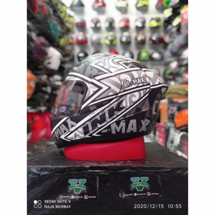 ✨Termurah Ink Helm Cl Max Motif Seri 2 Black Silver/Gunmetal Diskon