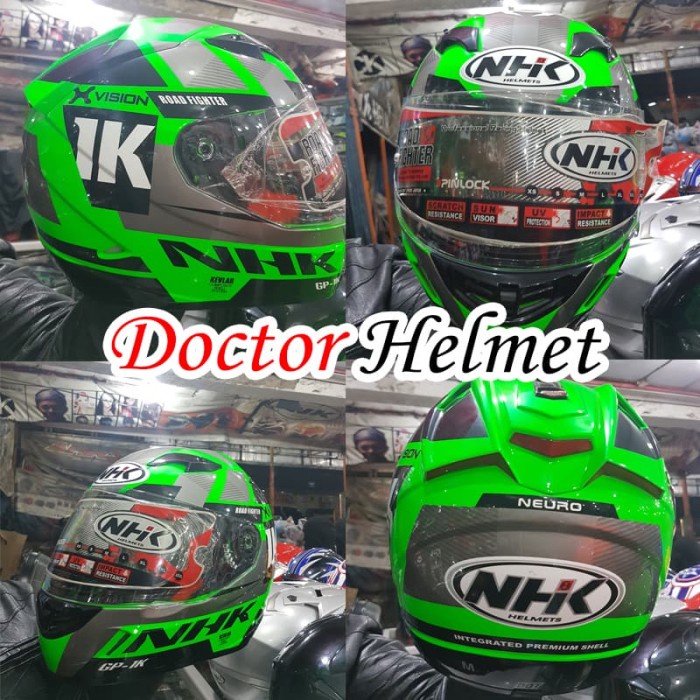 ✨Termurah Helm Nhk Gp 1000 Motif X-Vision Hijau Gp1000 Double Visor Full Diskon
