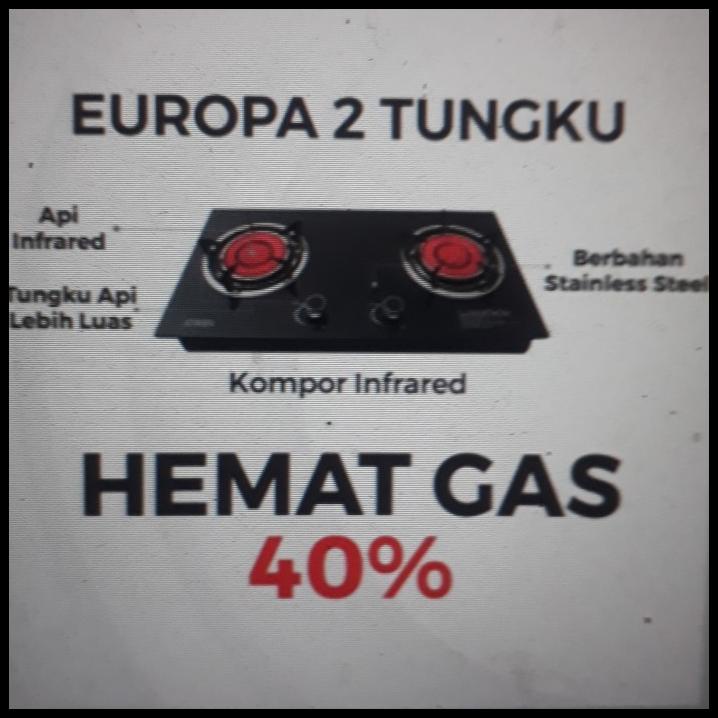 Kompor Gas Tanam Kaca 2 Tungku Bara Europa - Bisa Tanam / Duduk
